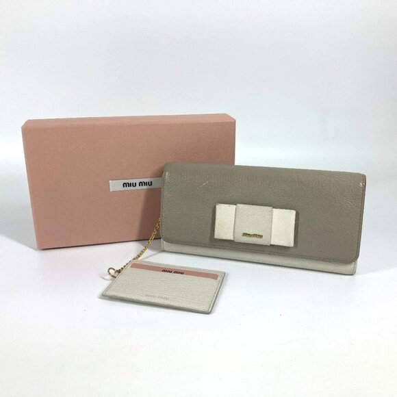 MIUMIU 5MH109 Pass case with card case Madras Long Wallet Ribbon Long Wallet - Picture 1 of 12